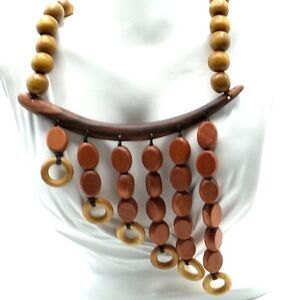 Pretart's Wooden Necklace large Round, Rocker Thick Graduating Dangling Beads